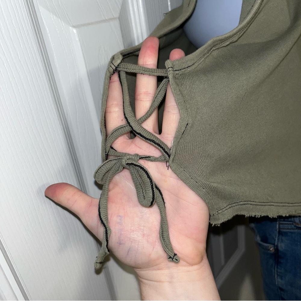 We The Free Olive Green Crop Tank w/ Open Side Ties - Picture 3 of 4
